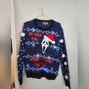 Blue Holiday Sweater with Festive Design UGLY Christmas Sweater Party